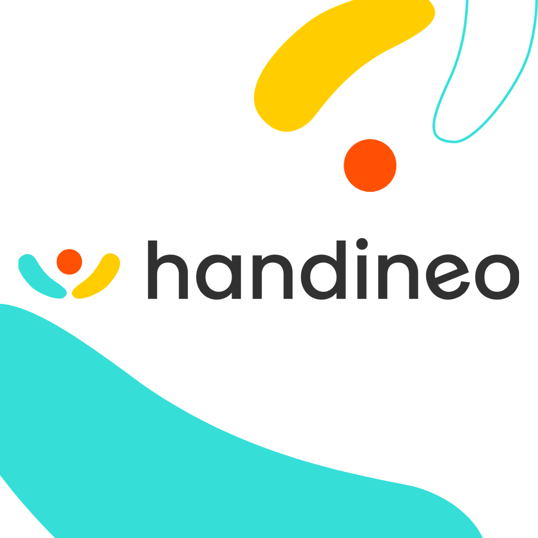 logo handineo bleu, jaune et orange