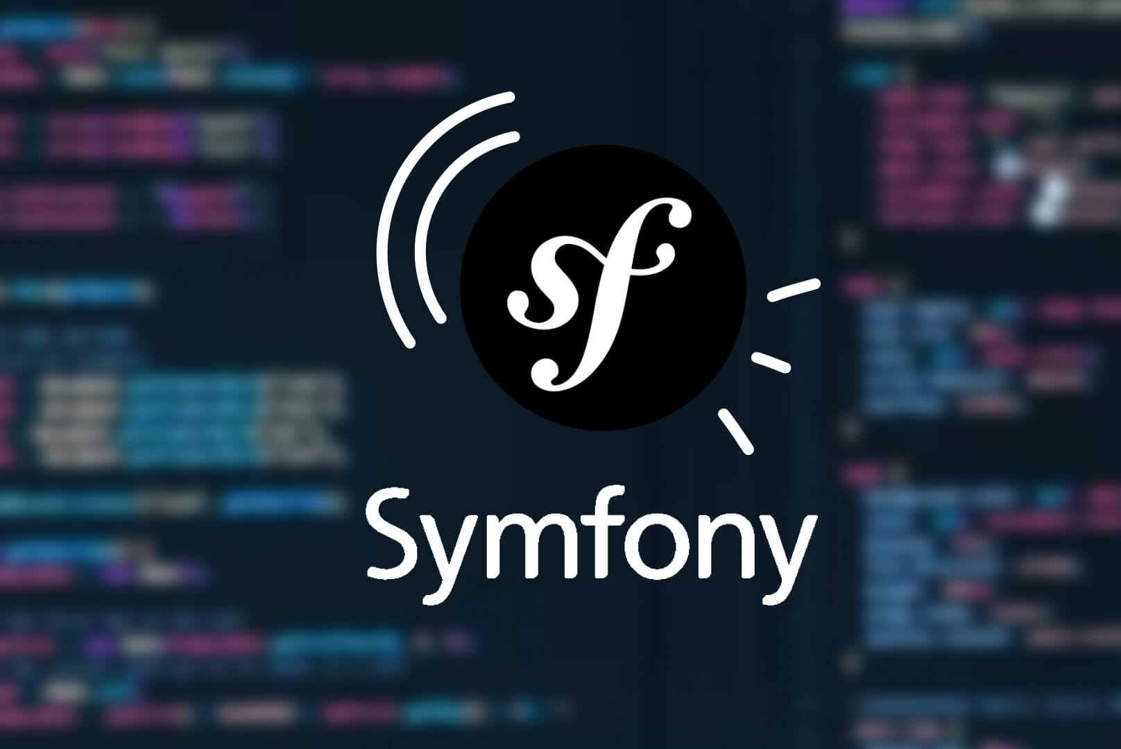 Logo de Symfony devant des lignes de code