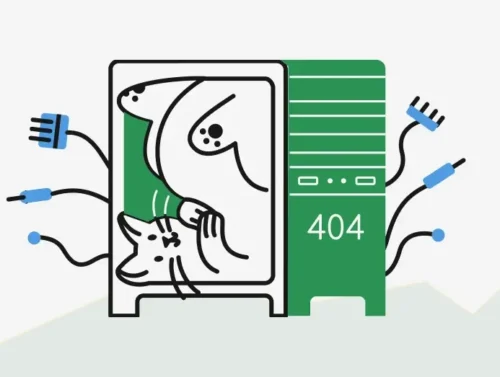 Illustration d'un ordinateur en erreur 404 ayant besoin du service technique d'une agence web de création de site.