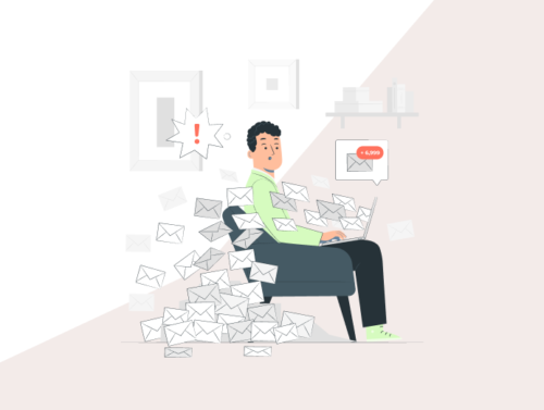 Illustration d'une personne qui nettoie ses mails pour son Digital CleanUp Day.