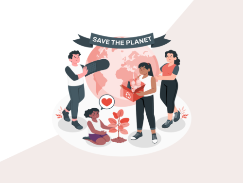 Illustration de 4 personnages de la fresque du climat pour sensibiliser à la protection de l'environnement
