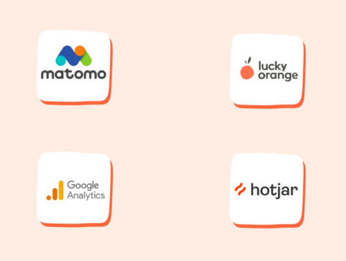 Image des logos Matomo, Lucky Orange, Google Analytics, Hotjar, outils utilisés pour l'UX analytics.